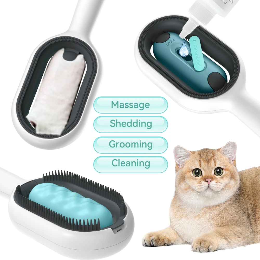 3-in-1 Cat Grooming Brush with Water Feature - Bits of Joy