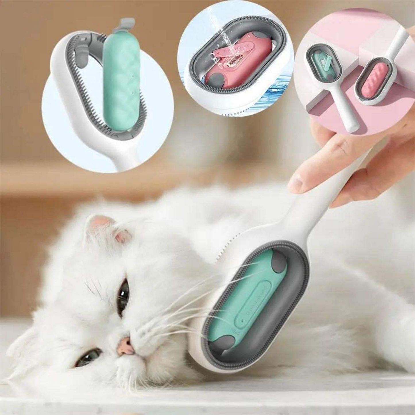 3-in-1 Cat Grooming Brush with Water Feature - Bits of Joy