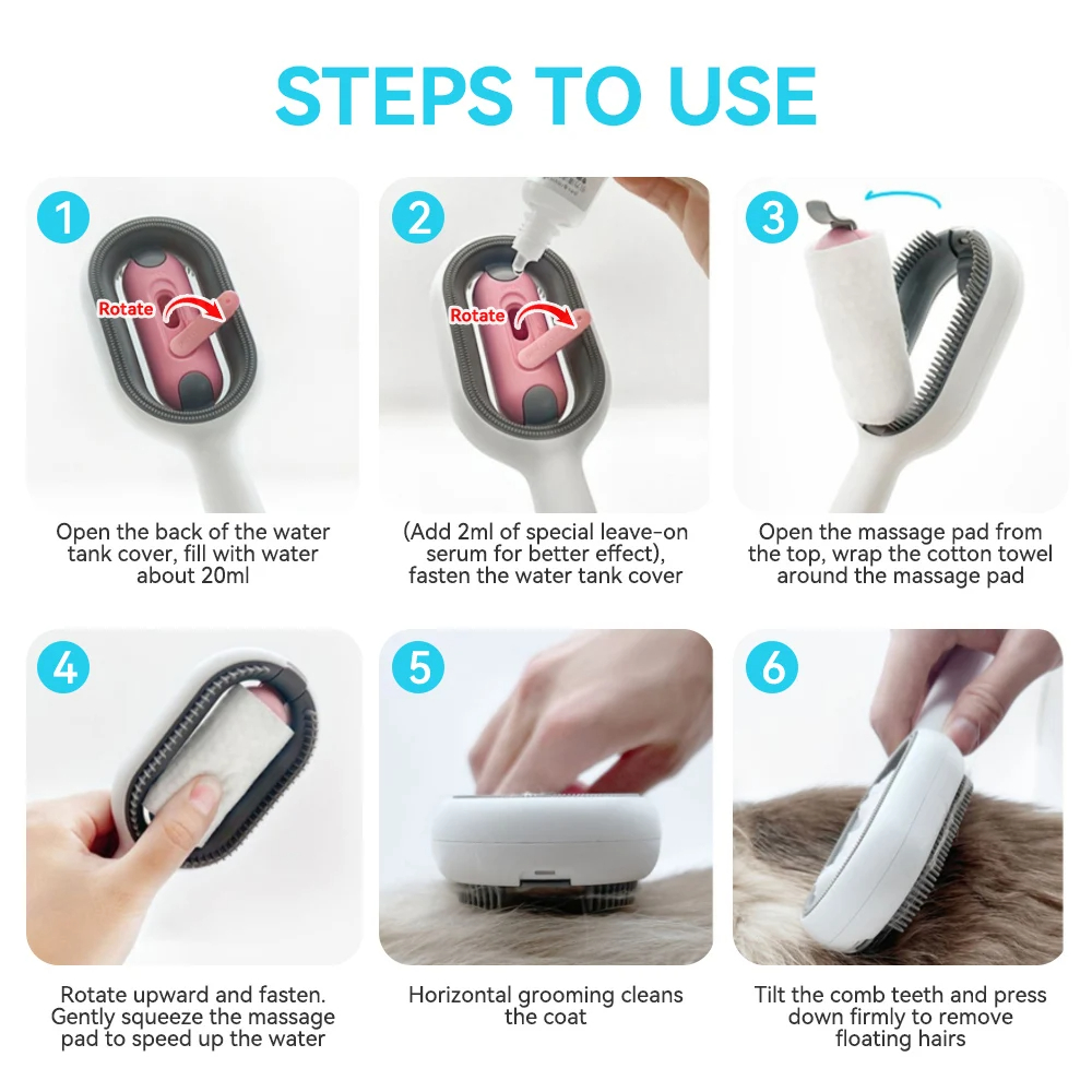 3-in-1 Cat Grooming Brush with Water Feature - Bits of Joy
