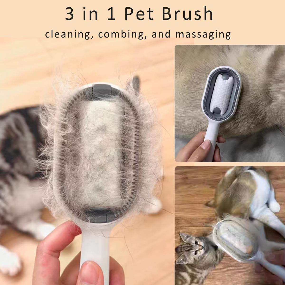 3-in-1 Cat Grooming Brush with Water Feature - Bits of Joy