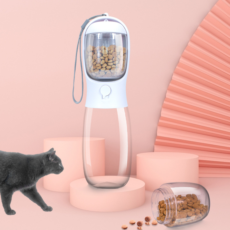 Portable 2-in-1 Pet Water Bottle and Food Dispenser for Dogs and Cats