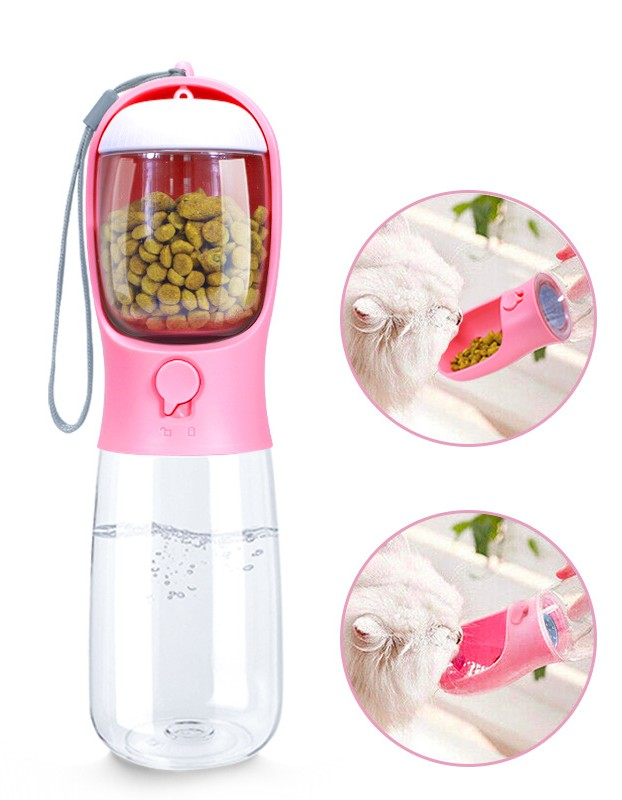 Portable 2-in-1 Pet Water Bottle and Food Dispenser for Dogs and Cats